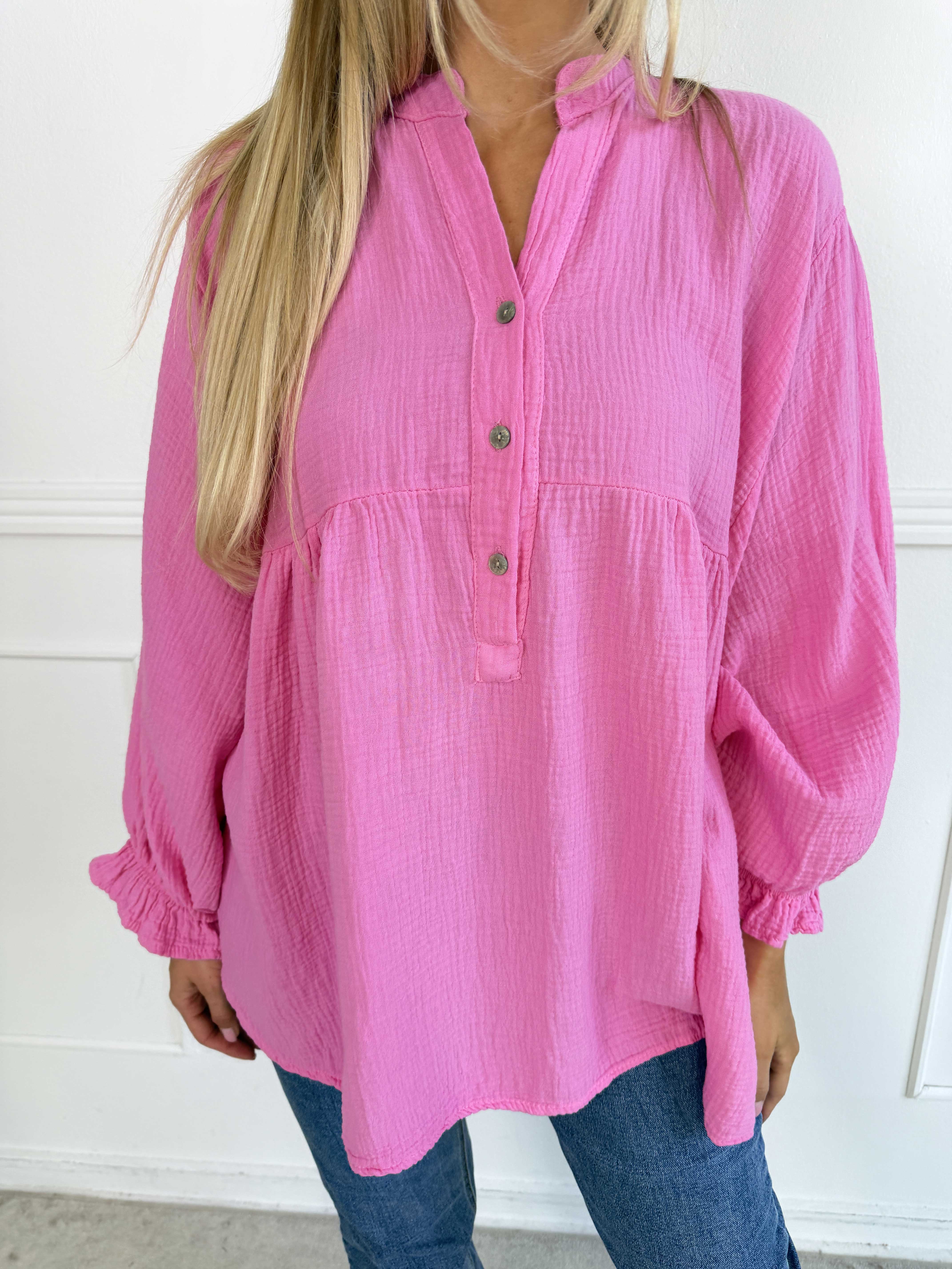 Diva Plain – Enfärgad plus size tunika i mjuk bomullsmuslin